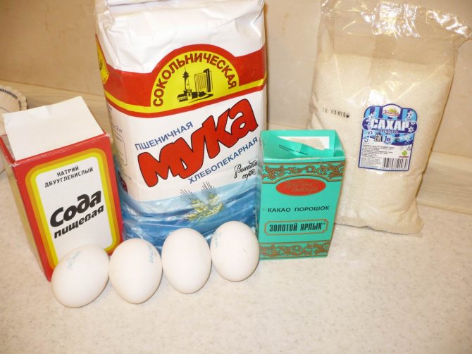 Ингредиенты для бисквитного коржа