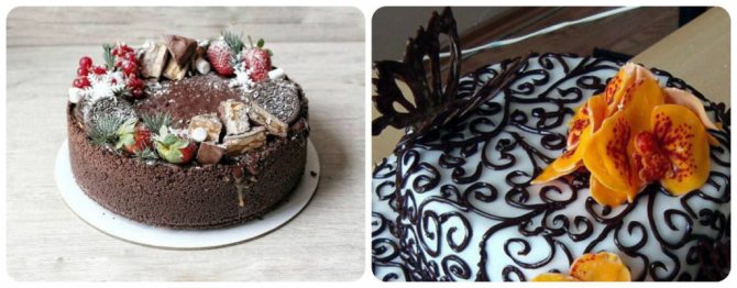 комбинация украшений на новогоднем торте