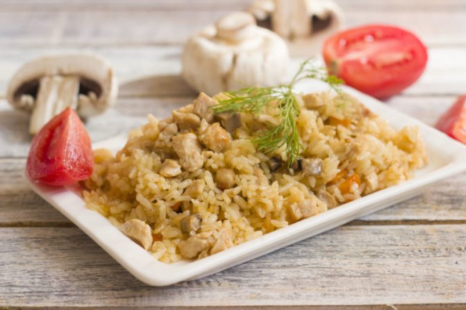 Ризотто с курицей и грибами