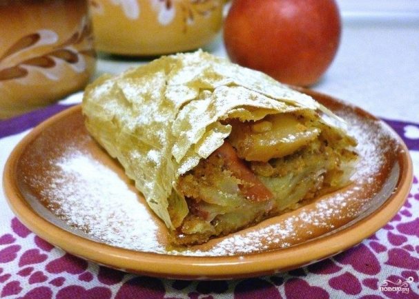 Яблочный штрудель из теста фило